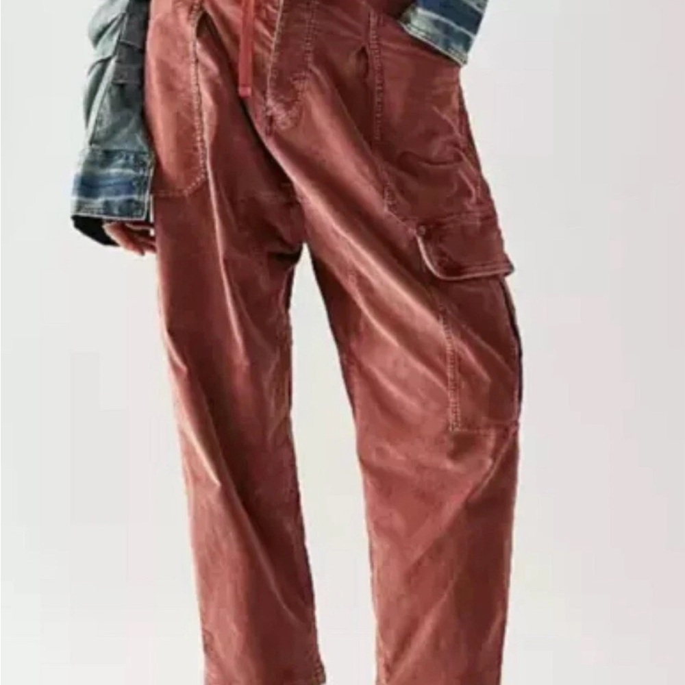 Free People Bay to Breakers Corduroy Copper/Rust Cargo Pants Sz Large